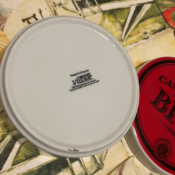 Camembert Brie Fromage/Cheese Porcelain Storage Container, red/black/white - Picture 3 of 12